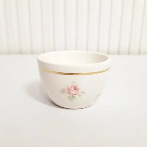 Molhadeira Cerâmica Floral com Filete Dourado