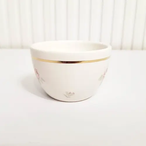 Molhadeira Cerâmica Floral com Filete Dourado