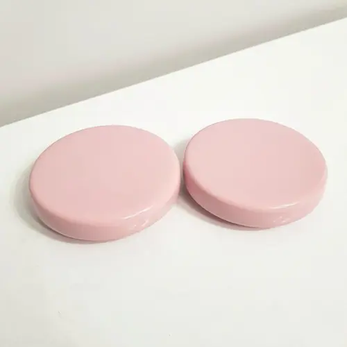 Par de Tampas Cerâmica Rosa Bebê para Potes Kit Higiene Bebê