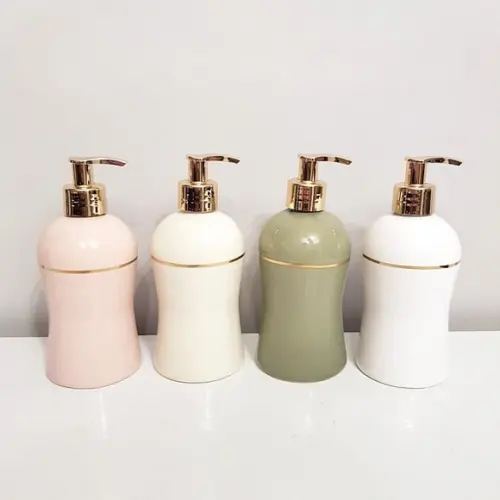 Porta Álcool-gel / Sabonete com Filete Dourado Válvula Luxo