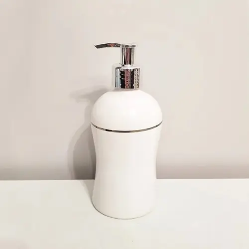 Porta Álcool-gel / Sabonete com Filete Prateado Válvula Luxo
