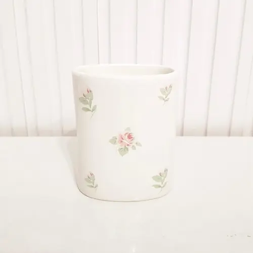 Porta-trecos/pente em Cerâmica - Estampa Floral