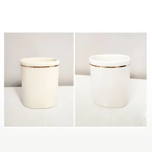 Porta-trecos/pente em Cerâmica com Filete Dourado