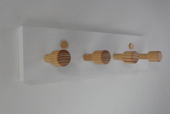 Cabideiro de parede em madeira, 4 hastes, Branco Neve