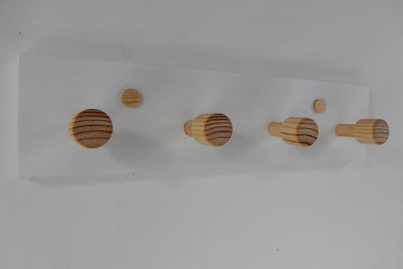 Cabideiro de parede em madeira, 4 hastes, Branco Neve