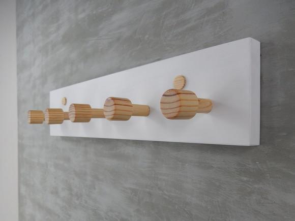Cabideiro De Parede Em Madeira, 5 Hastes, Branco Neve