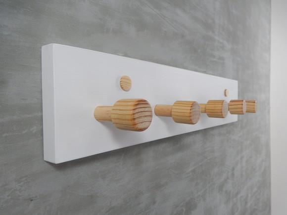 Cabideiro De Parede Em Madeira, 5 Hastes, Branco Neve