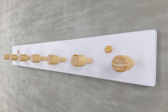 Cabideiro De Parede Em Madeira, 7 Hastes, Branco N