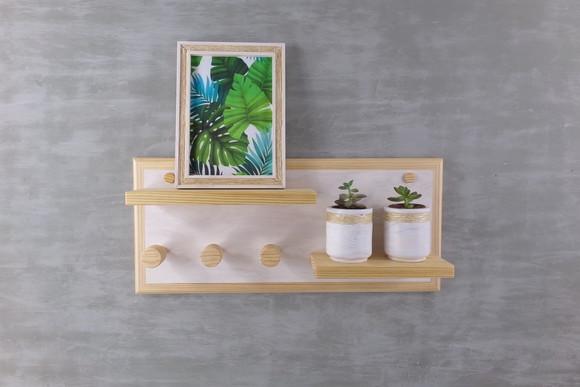 Cabideiro em Madeira Decorativo e Útil 3h Branco Transparent