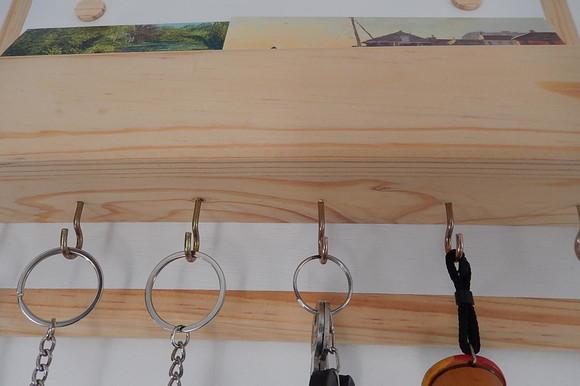 Porta chaves e organizador, 6 ganchos, em madeira, branco