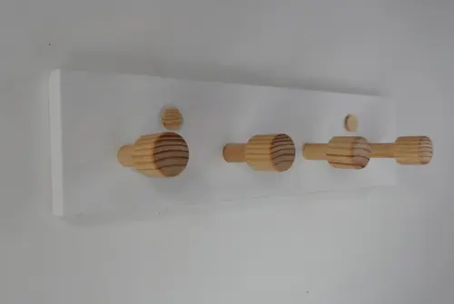 Cabideiro de parede em madeira, 4 hastes, Branco Neve