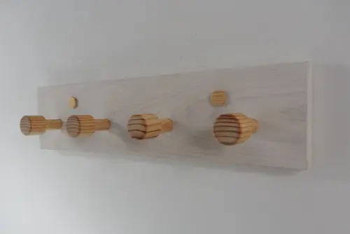 Cabideiro De Parede Em Madeira, 4 Hastes, Branco Transp.