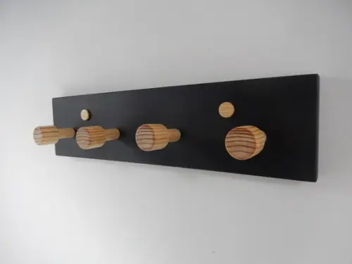 Cabideiro De Parede Em Madeira, 4 Hastes, Preto