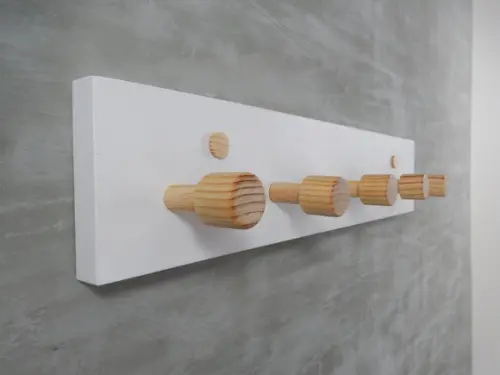Cabideiro De Parede Em Madeira, 5 Hastes, Branco Neve