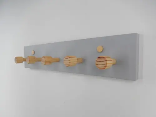 Cabideiro De Parede Em Madeira, 5 Hastes, Cinza