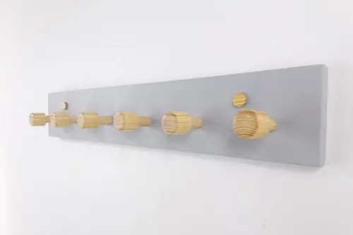Cabideiro De Parede Em Madeira, 6 Hastes, Cinza.