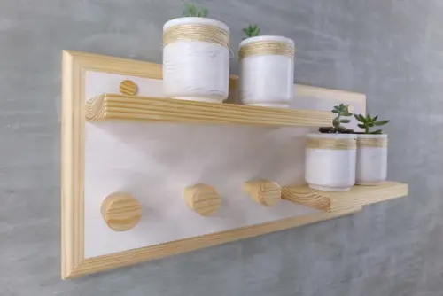 Cabideiro em Madeira Decorativo e Útil 3h Branco Transparent