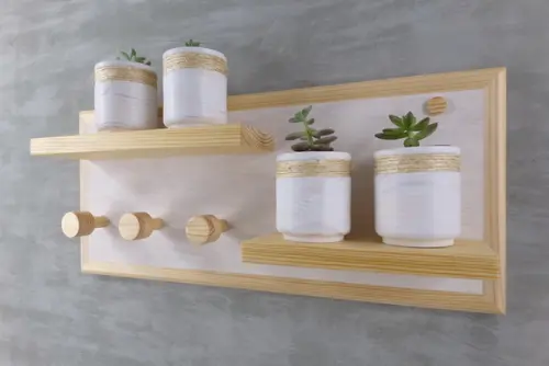 Cabideiro em Madeira Decorativo e Útil 3h Branco Transparent