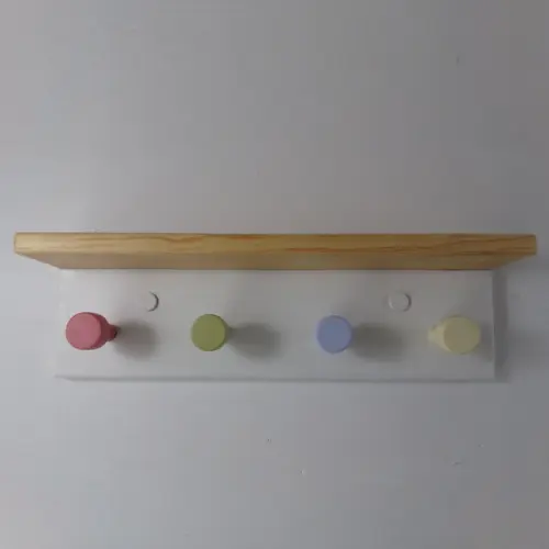 Cabideiro Infantil c/ Prateleira 4hc - Painel em Branco Neve