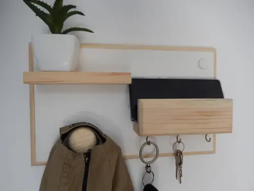 Porta Chaves Cabideiro Organizador em Madeira Diversas Cores