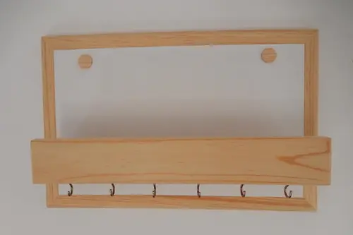 Porta chaves e organizador, 6 ganchos, em madeira, branco