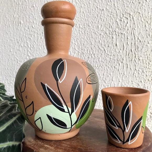 Moringa de Barro 1,5 litros e 1 Copo de Barro de Brinde