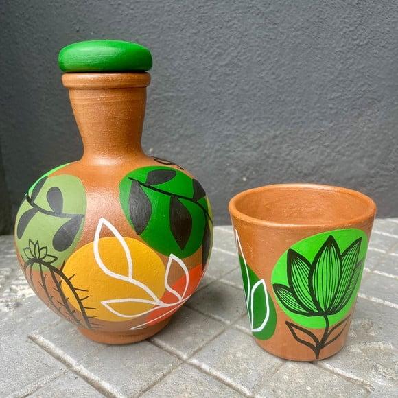 Moringa de Barro 700ml + 1 Copo de barro de Brinde