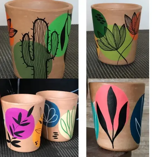 Copo de Barro Pintado a Mão