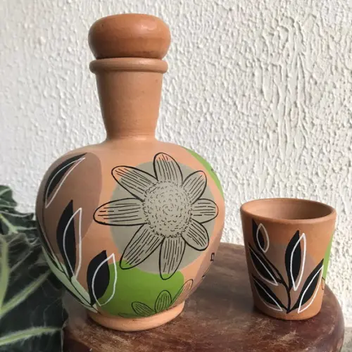 Moringa de Barro 1,5 litros e 1 Copo de Barro de Brinde