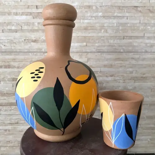 Moringa de Barro 1,5 litros e 1 Copo de Barro de Brinde