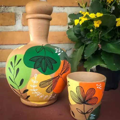 Moringa de Barro 1,5 l e 1 Copo de Barro de Brinde