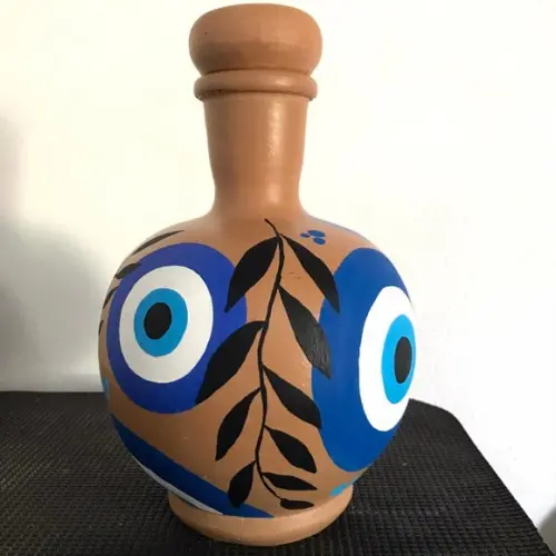 Moringa de Barro Olho Grego 1,5 litros + Copo de barro de Brinde
