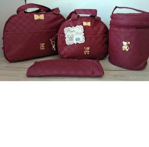 kit bolsa, frasqueira, porta mamadeira térmico e trocador