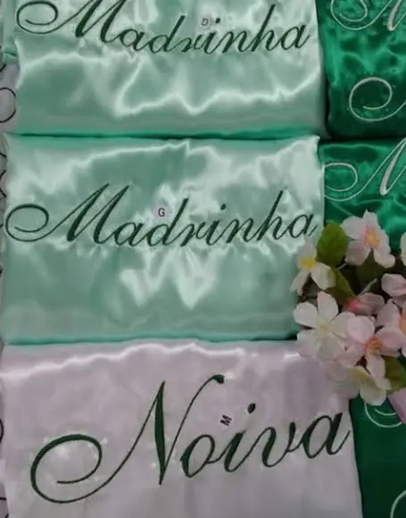 Kit 8 Peças Bordado Cetim com Lycra