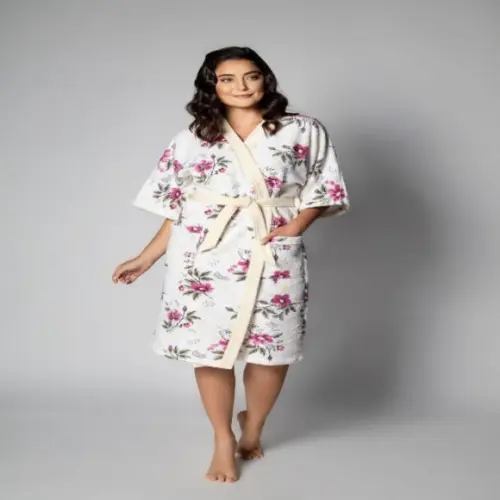 Roupão Atoalhado Estampado, com Bolso