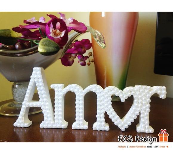 Palavra amor mdf com Pérolas