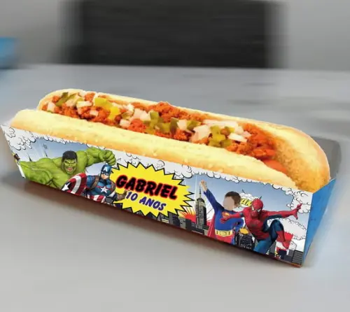 50 Caixas para Cachorro Quente Personalizadas
