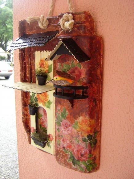Telha com Arte em Madeira -VENDIDA