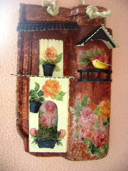 Telha com Arte em Madeira -VENDIDA