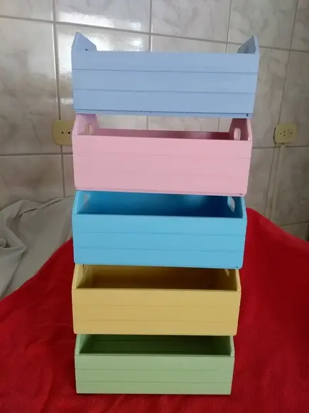 Caixotes em MDF 27,5 x 17,5 x 12,5 - cores para pascoa