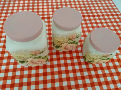 Conjunto de potes rosa