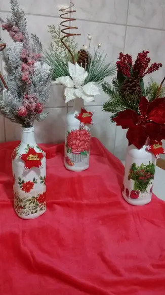 Garrafa decorada - Natal