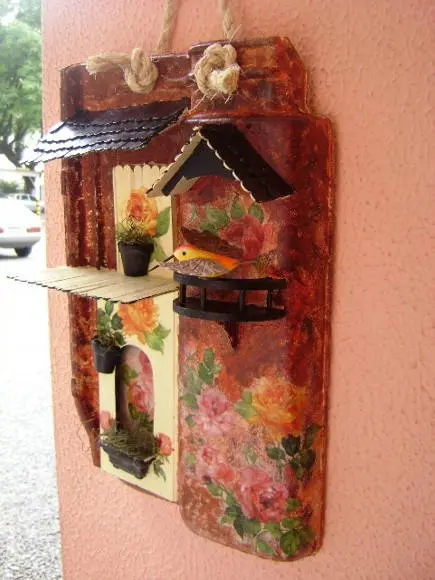 Telha com Arte em Madeira -VENDIDA