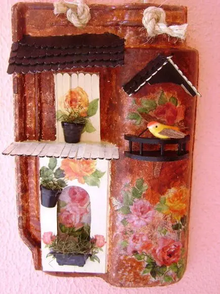 Telha com Arte em Madeira -VENDIDA