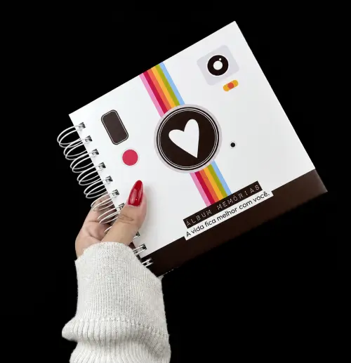 Álbum de Fotos com Capa Dura 15x15cm 40 Folhas