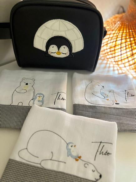 Conj de Fraldas Personalizad e Jogo de Necessaires Bordadas