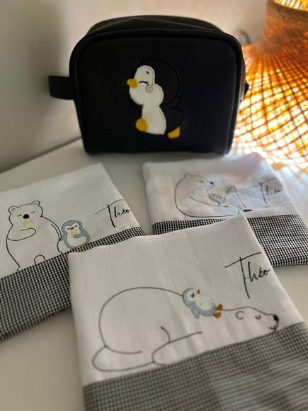 Conj de Fraldas Personalizad e Jogo de Necessaires Bordadas