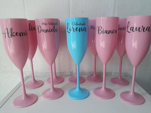 Kit 10 Taça de Champanhe Acrilica Personalizada