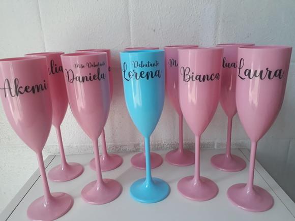 Kit 10 Taça de Champanhe Acrilica Personalizada