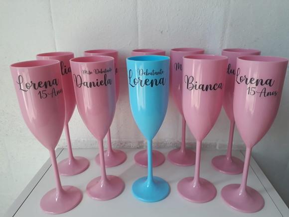 Kit 10 Taça de Champanhe Acrilica Personalizada